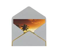 Biglietto di auguri romantico con buste, motivo: alberi di cocco al tramonto sulla spiaggia, con buste, per un amico intimo, Phnom Penh Pearl Paper