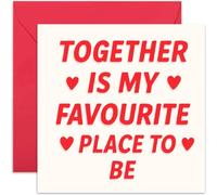 Biglietto di auguri romantico per anniversario o San Valentino - "Together is my favorite place to be" - dolce messaggio d'amore - interno bianco con busta