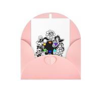 Biglietto di auguri rosa con busta abbinata, stampa sotto la coda, design benedetto per compleanno, matrimonio, San Valentino