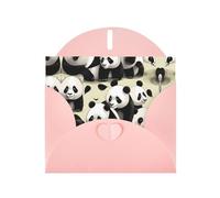 Biglietto di auguri rosa con buste, motivo: panda giganti che fanno una passeggiata, biglietti vuoti per compleanno, matrimonio, incoraggiamento, occasioni benedette