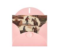 Biglietto di auguri rosa con buste, motivo: persone del deserto, biglietti vuoti per compleanno, matrimonio, incoraggiamento, occasioni benedette