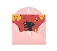 Biglietto di auguri rosa con buste: primo piano della testa di un cane con uno sfondo solido, biglietti bianchi stampati per compleanno, matrimonio, incoraggiamento, occasioni benedette