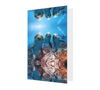 Biglietto di auguri rosa - Divertente delfino che guarda te stampa bianco biglietto benedetto per compleanno, matrimonio, San Valentino e invito a feste