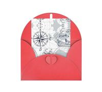 Biglietto di auguri rosso - Cartolina vuota con stampa mappa della barca per compleanno, matrimonio, San Valentino e invito alla festa