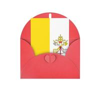 Biglietto di auguri rosso con busta abbinata, stampa bandiera del Vaticano, vuoto, design benedetto, carta perlata umoristica