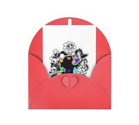 Biglietto di auguri rosso con busta abbinata, stampa sotto la coda, design benedetto per compleanno, matrimonio, San Valentino