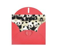 Biglietto di auguri rosso con buste, motivo: panda giganti che fanno una passeggiata, biglietti vuoti per compleanno, matrimonio, incoraggiamento, occasioni benedette