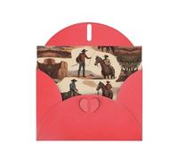 Biglietto di auguri rosso con buste, motivo: persone del deserto, biglietti vuoti per compleanno, matrimonio, incoraggiamento, occasioni benedette