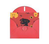 Biglietto di auguri rosso con buste: primo piano della testa di un cane con uno sfondo solido, biglietti vuoti per compleanno, matrimonio, incoraggiamento, occasioni benedette