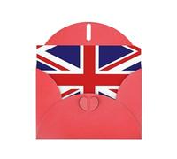 Biglietto di auguri rosso con buste, stampa bandiera del Regno Unito, biglietti vuoti per compleanno, matrimonio, incoraggiamento, occasioni benedette