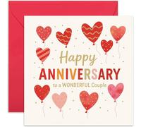 Biglietto di auguri speciale per anniversario di matrimonio per una coppia meravigliosa, design per celebrazioni, interno bianco con busta