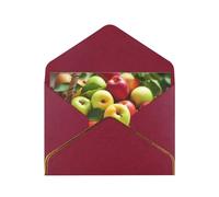 Biglietto di auguri stampato con frutta gialla verde rossa in un cesto, biglietto di ringraziamento, biglietti con buste, da utilizzare per Natale, compleanno, San Valentino, feste, inviti, tutte le