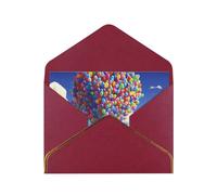 Biglietto di auguri stampato con palloncini colorati e casa, biglietto di ringraziamento, biglietti con buste, da utilizzare per Natale, compleanno, San Valentino, feste, inviti, tutte le occasioni
