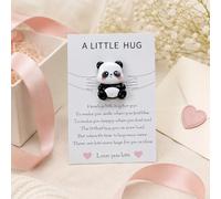 Biglietto di auguri tascabile con panda carino, regalo per amici | Ciondolo compatto con mini card che scalda il cuore; perfetto per edificare i propri cari.