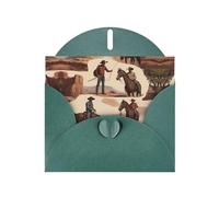 Biglietto di auguri verde scuro con buste, con stampa di persone del deserto, biglietti vuoti per compleanno, matrimonio, incoraggiamento, occasioni benedette