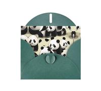 Biglietto di auguri verde scuro con buste, motivo: panda giganti che fanno una passeggiata, biglietti vuoti per compleanno, matrimonio, incoraggiamento, occasioni benedette