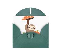 Biglietto di auguri verde scuro con funghi BROLEO sotto l'albero dei funghi stampati, per Natale, compleanno, San Valentino, anniversario di matrimonio e inviti per feste