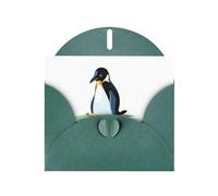 Biglietto di auguri verde scuro con stampa di pinguino BROLEO che legge un libro illustrato, per Natale, compleanno, San Valentino, anniversario di matrimonio e inviti per feste