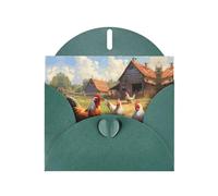 Biglietto di auguri verde scuro con stampa di polli YYHWHJDE e fattoria per Natale, compleanno, San Valentino, anniversario di matrimonio e feste