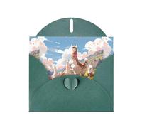 Biglietto di auguri verde scuro con stampa YYHWHJDE alpaca sulla collina 15,2 x 10,2 cm, design unico e alla moda per varie occasioni