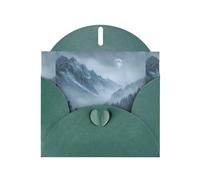 Biglietto di auguri verde scuro con stampe YYHWHJDE Mountains avvolte dal chiaro di luna, 15,2 x 10,2 cm, design unico e alla moda per varie occasioni