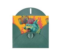 Biglietto di auguri verde scuro DLXW Il lupo che brandisce un martello modello per Natale, compleanno dei bambini, San Valentino, anniversario di matrimonio e invito a feste