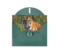 Biglietto di auguri verde scuro WHJSHOP Bengala Tiger Prints - Carta perlescente di alta qualità a doppia faccia effetto perla con fibbia d'amore busta di carta perlata