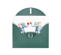 Biglietto di auguri verde scuro WHJSHOP Elephants fighting for the apple Prints, carta perlescente di alta qualità su entrambi i lati, effetto perlato, busta di carta perlata con fibbia d'amore