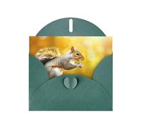 Biglietto di auguri verde scuro WHJSHOP Scoiattolo che mangia noce, carta perlescente di alta qualità su entrambi i lati, effetto perlato, busta di carta perlata con fibbia d'amore