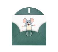 Biglietto di auguri verde scuro YYHWHJDE che abbraccia un topolino, 15 x 10 cm, design unico e alla moda per varie occasioni