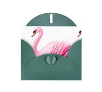 Biglietto di auguri verde scuro YYHWHJDE con cigno rosa che cammina lentamente vicino al fiume per Natale, compleanno, San Valentino, anniversario di matrimonio e feste