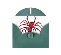 Biglietto di auguri verde scuro YYHWHJDE rosso ragno diavolo stampa per Natale, compleanno, San Valentino, anniversario di matrimonio e feste