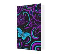 Biglietto di auguri verticale con farfalla su un bellissimo fiore con fibbia d'amore in carta perlata con buste per amici e familiari