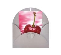 Biglietto di auguri verticale con stampa di ciliegie rosse (Thinking of You Biglietto di auguri di compleanno)