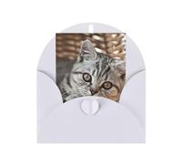 Biglietto di auguri verticale con stampa di gatto (Thinking Of You Biglietto di auguri di compleanno)