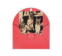 Biglietto di auguri verticale con stampa di pastore tedesco, con fibbia d'amore, carta perlata, con buste, per amici e familiari