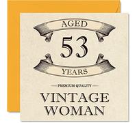 Biglietto di auguri vintage 53° compleanno donne età 53 anni divertente biglietto di compleanno mamma sorella moglie fidanzata nonna zia 145mm biglietto di auguri
