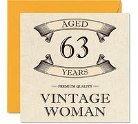 Biglietto di auguri vintage 63° compleanno da donna età 63 anni divertente biglietto di compleanno mamma sorella moglie fidanzata nonna zia 145mm biglietto di auguri il