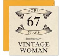 Biglietto di auguri vintage 67° compleanno da donna età 67 anni divertente biglietto di compleanno mamma sorella moglie fidanzata nonna zia 145mm biglietto di auguri il