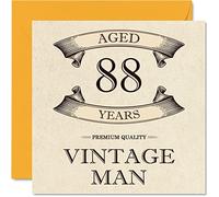 Biglietto di auguri vintage 88° compleanno da uomo età 88 anni divertente biglietto di auguri nonno papà marito zio fratello nonno 145mm biglietto di auguri 88°