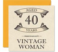 Biglietto di auguri vintage il 40° compleanno da donna 40 anni divertente biglietto di compleanno mamma sorella moglie fidanzata amica cugina zia 145mm biglietto di