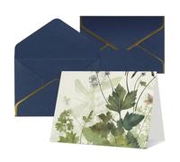 Biglietto di auguri vuoto con buste Thank YouCard fogliame ed erbe con libellule alate biglietto di buon compleanno per donne uomini Natale Halloween matrimonio biglietti di auguri vuoti per tutte le