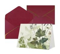 Biglietto di auguri vuoto con buste Thank YouCard fogliame ed erbe con libellule alate biglietto di buon compleanno per donne uomini Natale Halloween matrimonio biglietti di auguri vuoti per tutte le