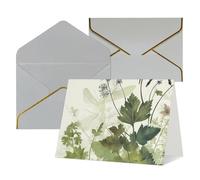 Biglietto di auguri vuoto con buste Thank YouCard fogliame ed erbe con libellule alate biglietto di buon compleanno per donne uomini Natale Halloween matrimonio biglietti di auguri vuoti per tutte le