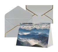 Biglietto di auguri vuoto con buste Thank YouCard paesaggio con montagne e nuvole Biglietto di buon compleanno per donne uomini Natale Halloween matrimonio biglietti di auguri per tutte le occasioni