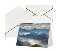Biglietto di auguri vuoto con buste Thank YouCard paesaggio con montagne e nuvole Biglietto di buon compleanno per donne uomini Natale Halloween matrimonio biglietti di auguri per tutte le occasioni