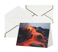 Biglietto di auguri vuoto con buste Thank YouCard Red Hot Lava dal vulcano Kilauea Biglietto di auguri per donne e uomini, Natale, Halloween, matrimonio, biglietti di auguri per tutte le occasioni, 10
