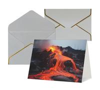 Biglietto di auguri vuoto con buste Thank YouCard Red Hot Lava dal vulcano Kilauea Biglietto di auguri per donne e uomini, Natale, Halloween, matrimonio, biglietti di auguri per tutte le occasioni, 10