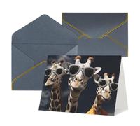 Biglietto di auguri vuoto con buste Thank YouCard Tre giraffe che indossano occhiali da sole Biglietto di buon compleanno per donne uomini Natale Halloween matrimonio biglietti di auguri per tutte le