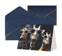 Biglietto di auguri vuoto con buste Thank YouCard Tre giraffe che indossano occhiali da sole Biglietto di buon compleanno per donne uomini Natale Halloween matrimonio biglietti di auguri per tutte le